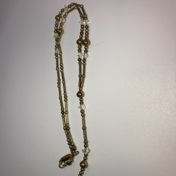 15 1/2" Gold and Clear Y-Shaped Beaded Necklace - Picture 4 of 4